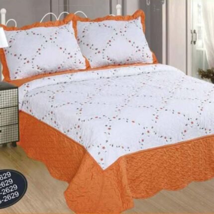 Colcha Bouti Cama Cubrecama Bordada Cosida con Fundas para Primavera/Verano/otoño,(D-2629) Naranja .
