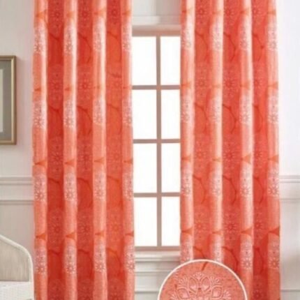 Cortina para ventana ,Salón, Dormitorio ,Habitación ,sala De tela bicolor Naranja ,blanco con 8 Ojales de Acero.