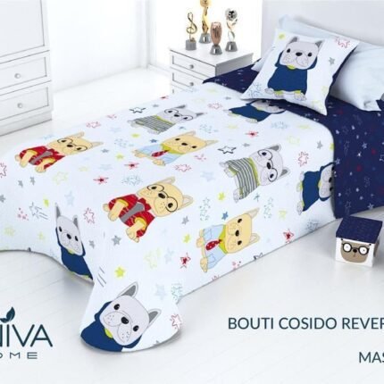 Oferta Colcha para cama bouti Cosida reversible Cubre con Fundas para Primavera/Verano/otoño, Mascotas, R/90308Azul marino.