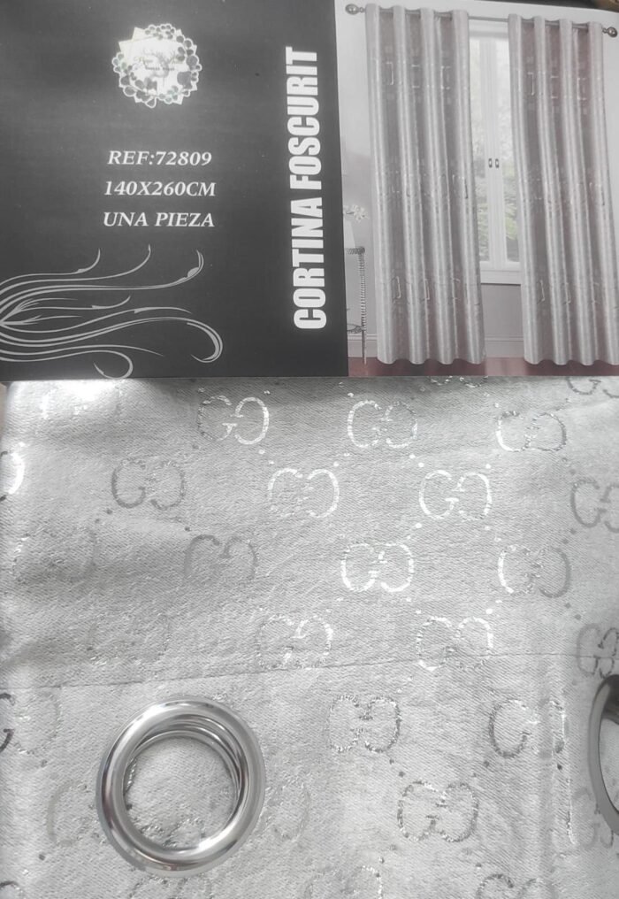 Cortina Opaca Gris Plata en estampadas Suave Salón Dormitorio con 8 Ojales de Acero Paquete 1 Piezas de 140x260cm. - Imagen 4