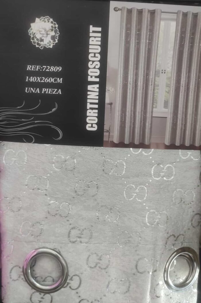 Cortina Opaca Gris Plata en estampadas Suave Salón Dormitorio con 8 Ojales de Acero Paquete 1 Piezas de 140x260cm. - Imagen 7