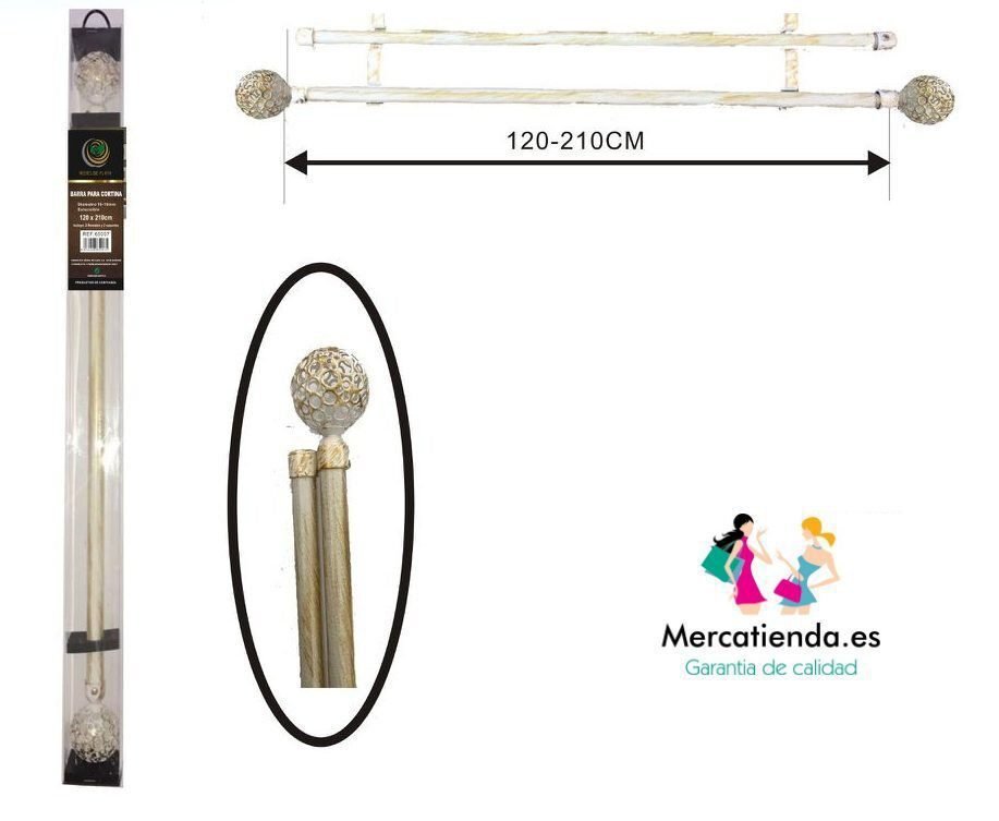 Barra de Cortina Doble Extensible 120-210 cm | Compra Ya