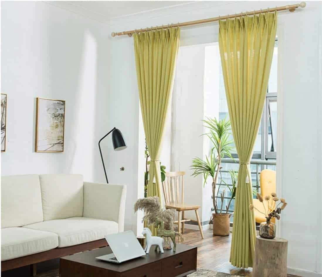 Visillos translúcida cortinas para ventanas ,puertas de salón, habitación, dormitorio, terraza, 100% polyester, color verde olivo, (I-0575),Medidas 145x260 cm - Imagen 3