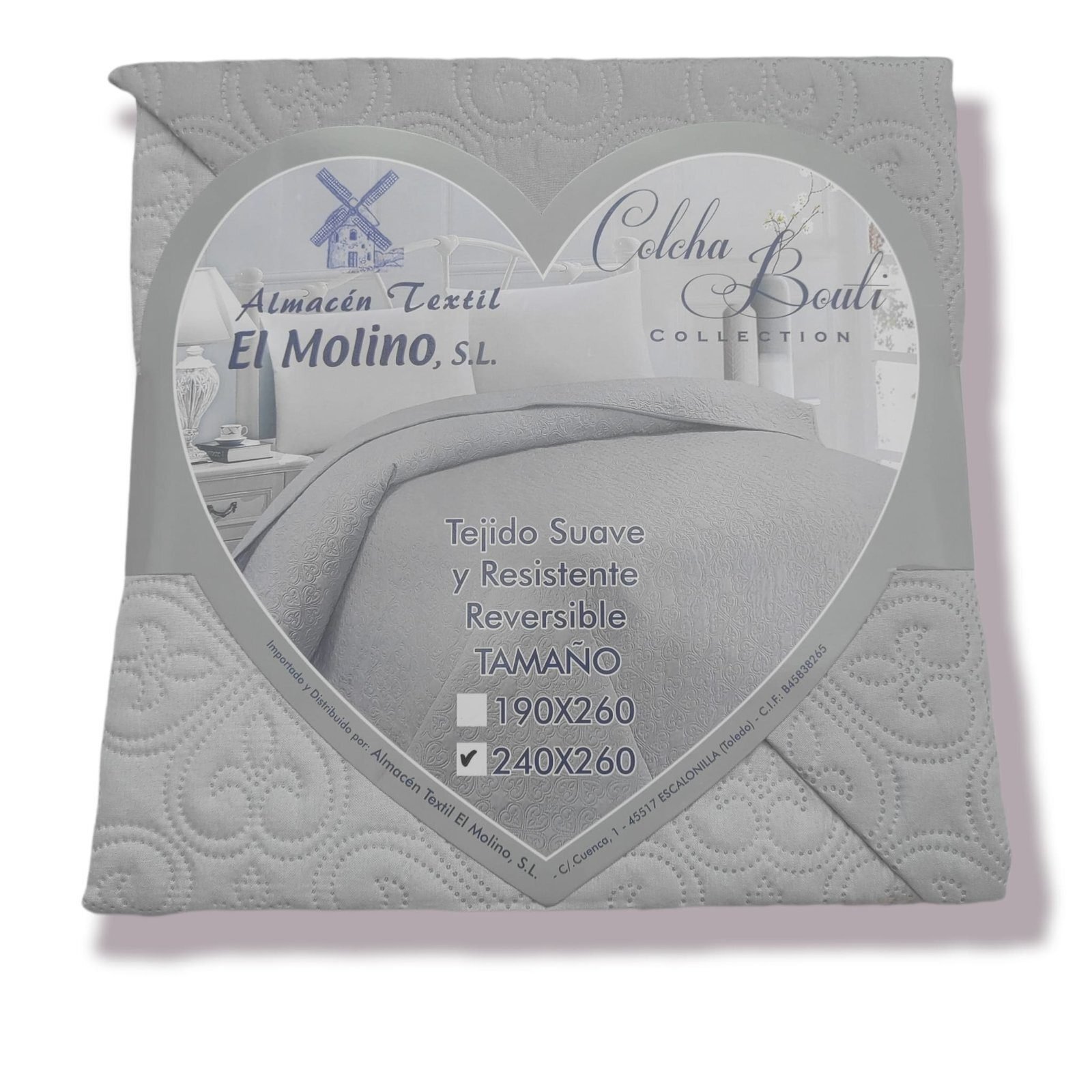 Colcha de Verano Cubrecama Lisa Reversible Sin Cojines. Cubresofá Colección El Molino Modelo Lisa Gris - Imagen 3