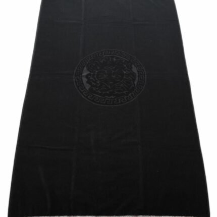 Toalla de baño y Playa 100% algodón Egipcio gran absorción con motivos Egipcio Color Negro Medidas 90_x_175 cm.