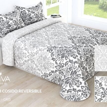 Oferta Colcha bouti Cosida reversible Cubre con Fundas para Primavera/Verano/otoño, NAOMI-GRIS-(90503).