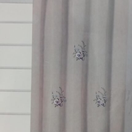 Cortinas Rústicas Bordadas Beis/Lila - Calidad Superior