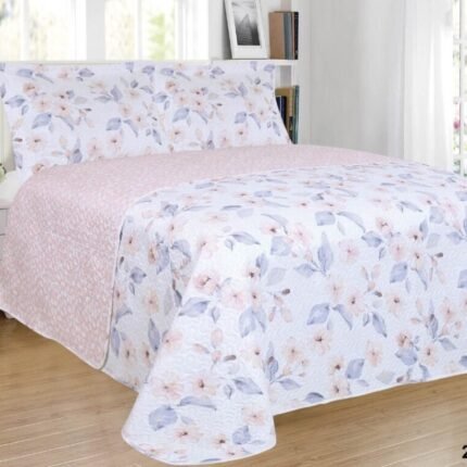 Colcha de verano estampada reversible modelo Vera color salmón en varios tamaños Desde 90cm asta 180cm excepcional relación calidad y precio.
