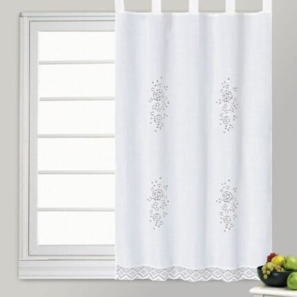 Cortinas Rústicas Bordadas 1m para Cocina - Ventanas y Puertas