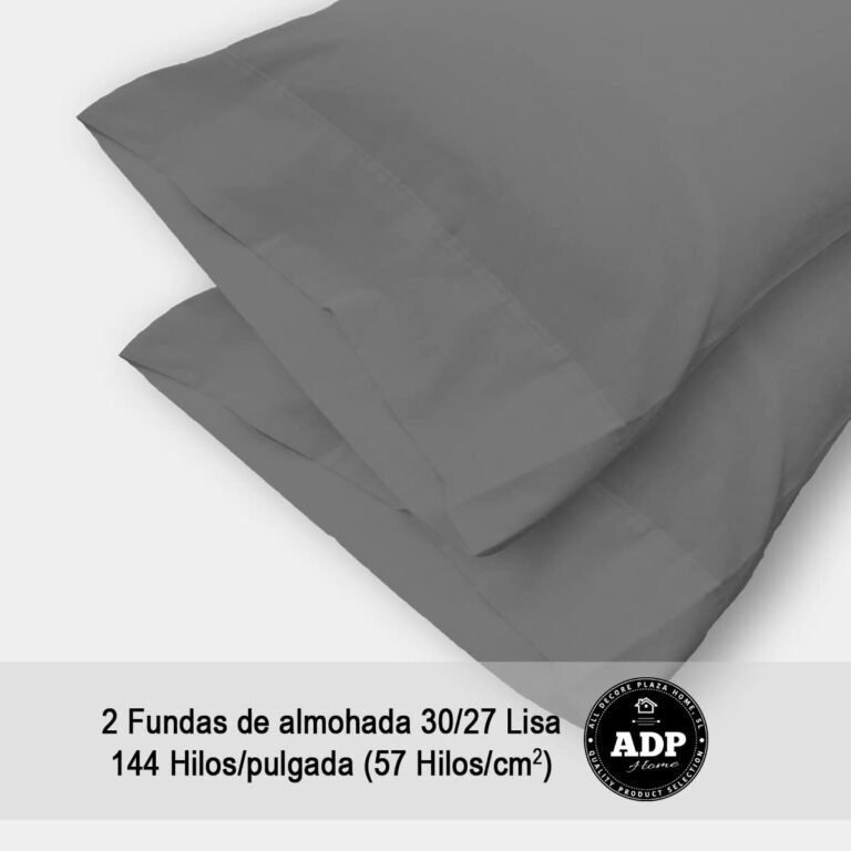 Fundas de almohadas para cama lisos en gris de 50%50 polialgon144 Hilos. - Imagen 2
