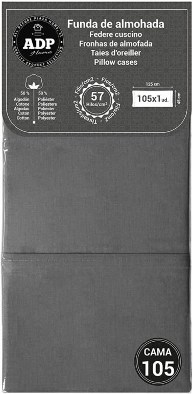 Fundas de almohadas para cama lisos en gris de 50%50 polialgon144 Hilos. - Imagen 7