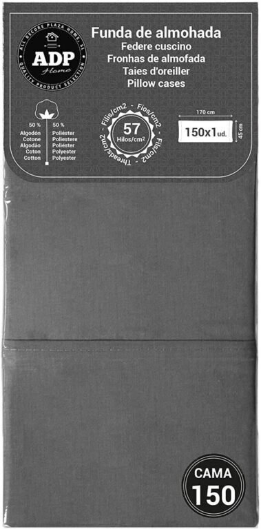 Fundas de almohadas para cama lisos en gris de 50%50 polialgon144 Hilos. - Imagen 9