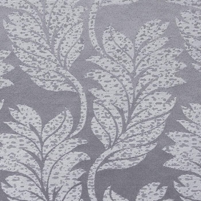 Cortina de tela semi opacas satén labrado para ventana , salón, dormitorio, Sala, modelo hojas en color Gris, con 8 ojales de acero. - Imagen 5