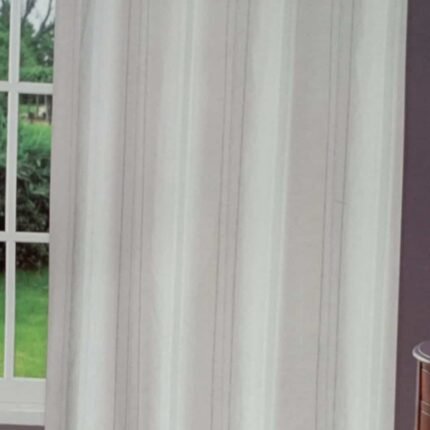 Cortina visillo de ventanas ,Sala, Dormitorio ,Habitación , Salón Rayas Gris, plata con 8 Ojales de Acero.