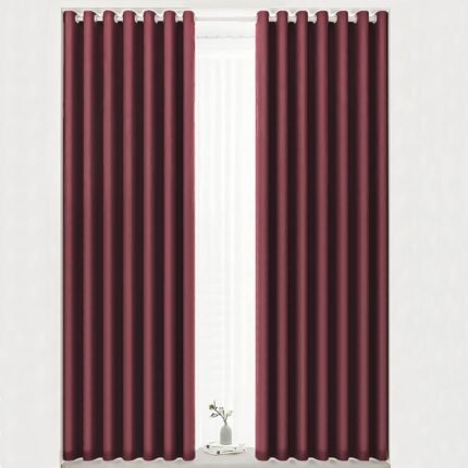 Cortina Opaca Lisa en Granate Suave, ventanas, Sala, Salón ,Dormitorio con 8 Ojales de Acero Paquete 1 Piezas de 140x260cm.