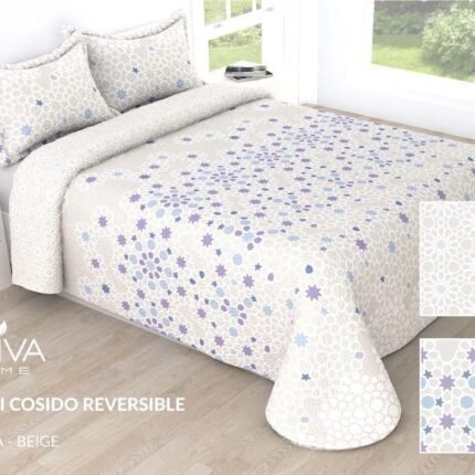 Colcha bouti Cosida reversible Cosida reversible Cubre con Fundas para Primavera/Verano/otoño ,Fátima, Beige R/90507.