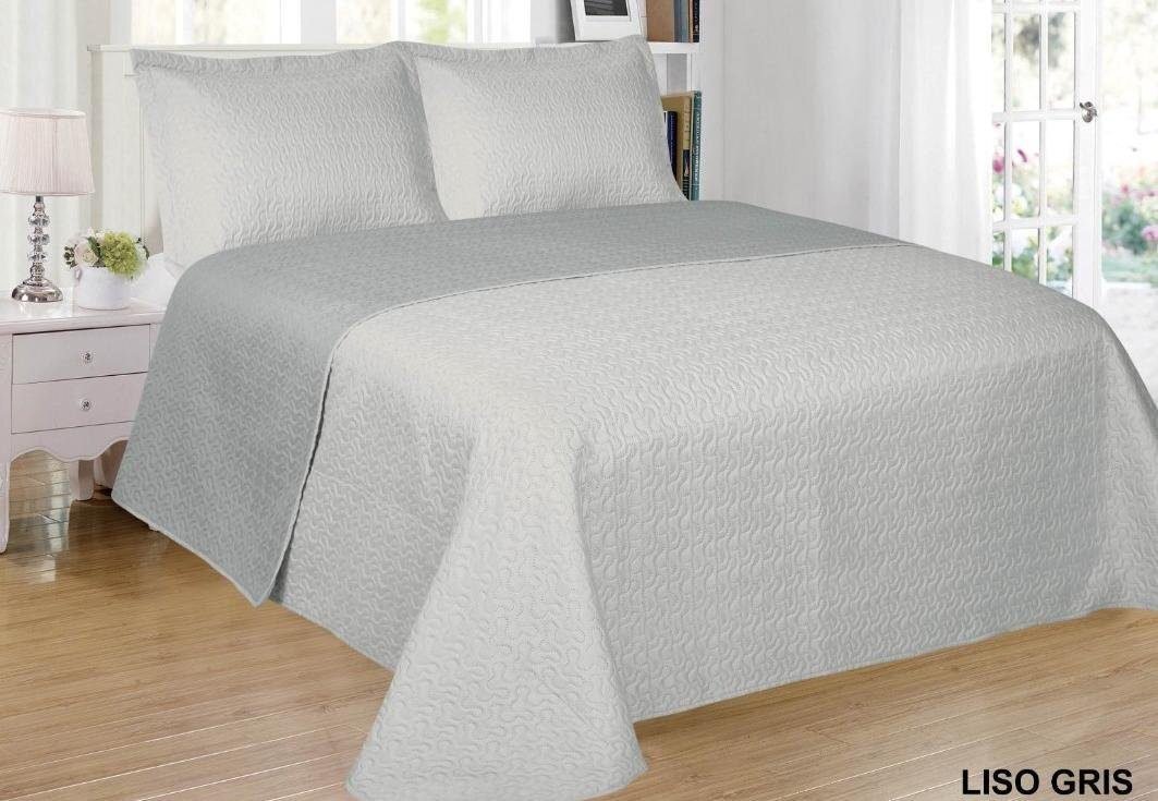 Colcha de verano color Gris reversible en varios tamaños con 2 cojines de regalo 50-x-70 cm excepcional relación calidad y precio.