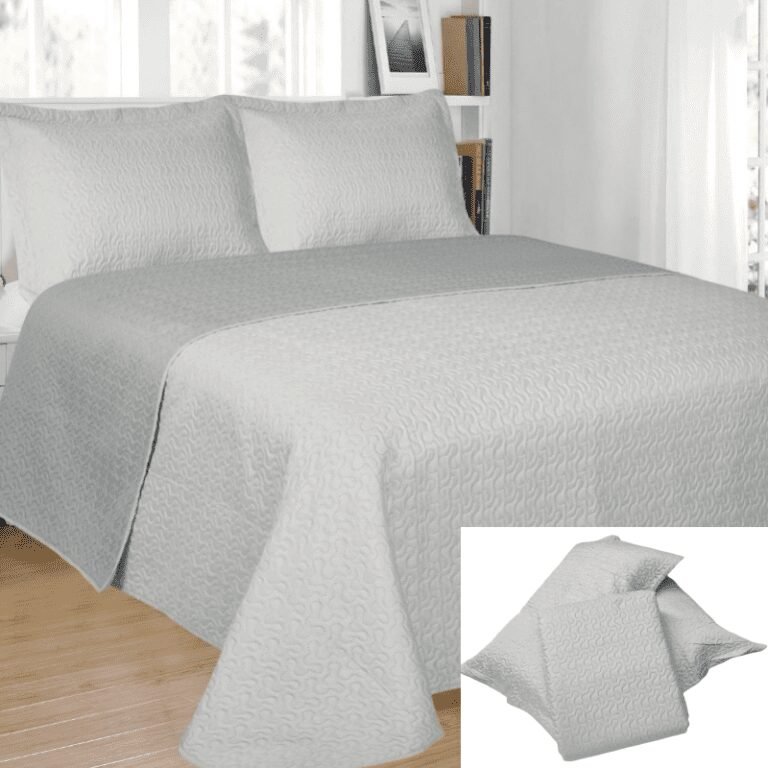 Colcha de verano color Gris reversible en varios tamaños con 2 cojines de regalo 50-x-70 cm excepcional relación calidad y precio. - Imagen 2