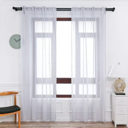 Visillos translucido con 3 Formas de( uso) con diseño Lluvia gris , para Salón ,Habitación.