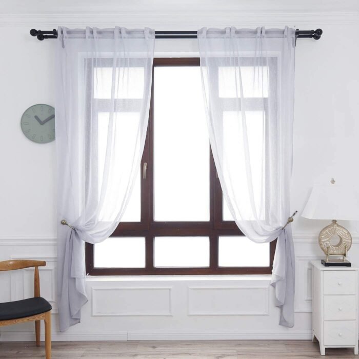 Visillos translucido con 3 Formas de( uso) con diseño Lluvia gris , para Salón ,Habitación. - Imagen 2