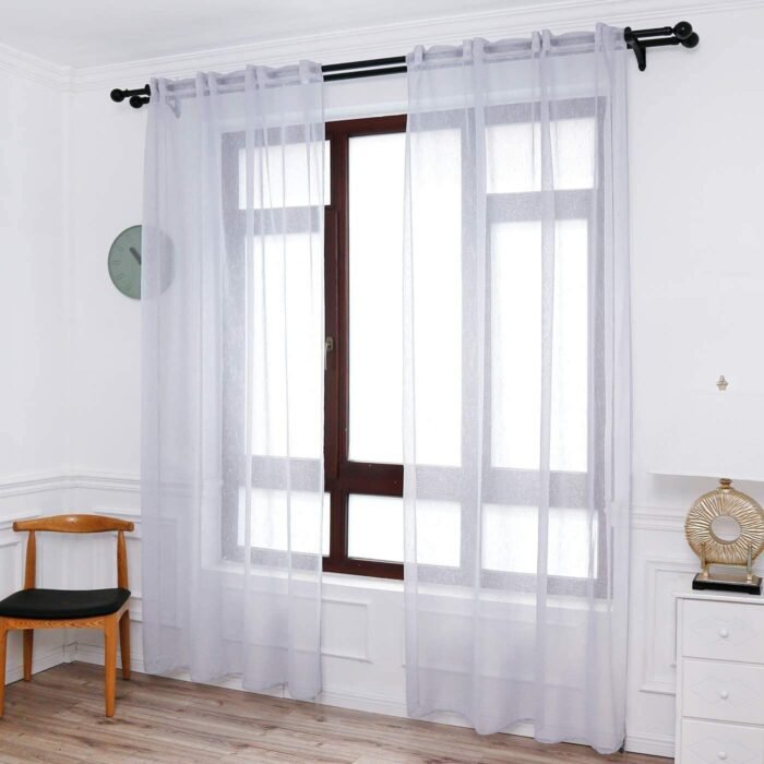 Visillos translucido con 3 Formas de( uso) con diseño Lluvia gris , para Salón ,Habitación. - Imagen 5