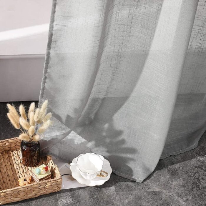 Cortinas Translúcida 140x260cm Gris ,Visillos para Ventanas Puertas de Salón Habitación Dormitorio. - Imagen 2