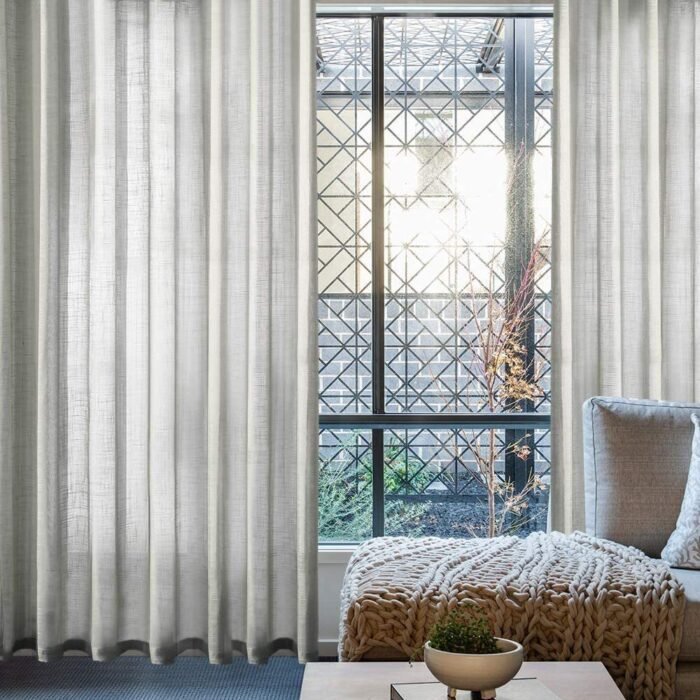 Cortinas Translúcida 140x260cm Gris ,Visillos para Ventanas Puertas de Salón Habitación Dormitorio. - Imagen 7