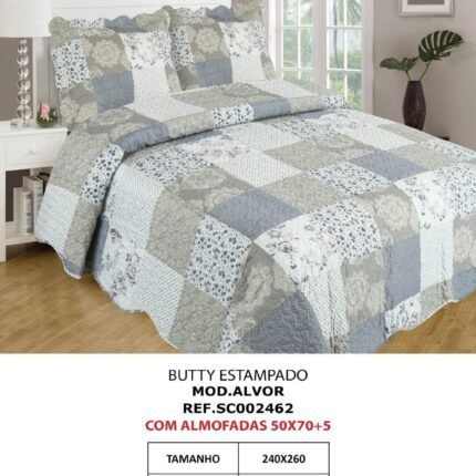 Colcha bouti cosida Tacto algodón para Cama de 135 y 150cm con Dos Fundas de 50 x 70 cm de Regalo.