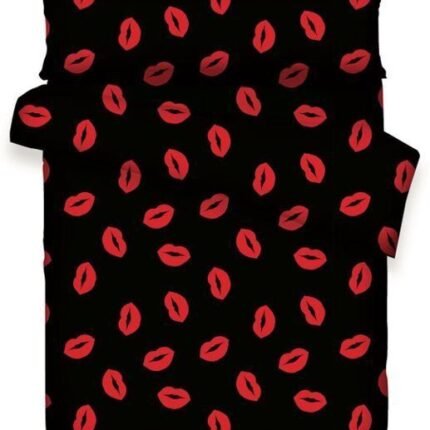 fundas nórdicas completo Juego 3 piezas besos en rojo y negro Tejido 50% algodón, 50% poliéster