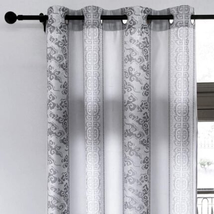Cortinas de tela con relieve color, gris plata para sala , Dormitorio ,Habitación y salón con 8 ollas.