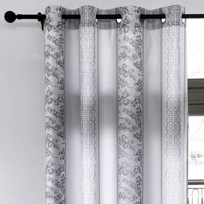 Cortinas de tela con relieve color, gris plata para sala , Dormitorio ,Habitación y salón con 8 ollas.