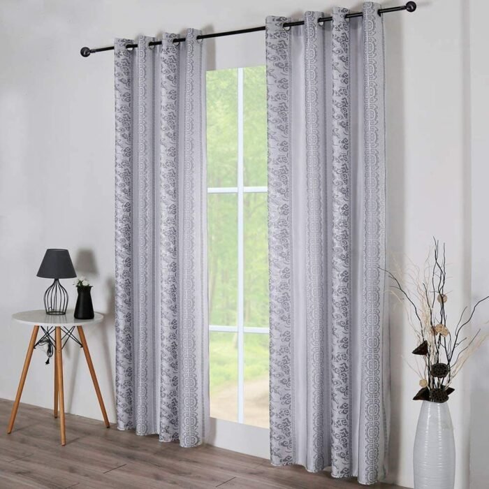 Cortinas de tela con relieve color, gris plata para sala , Dormitorio ,Habitación y salón con 8 ollas. - Imagen 2