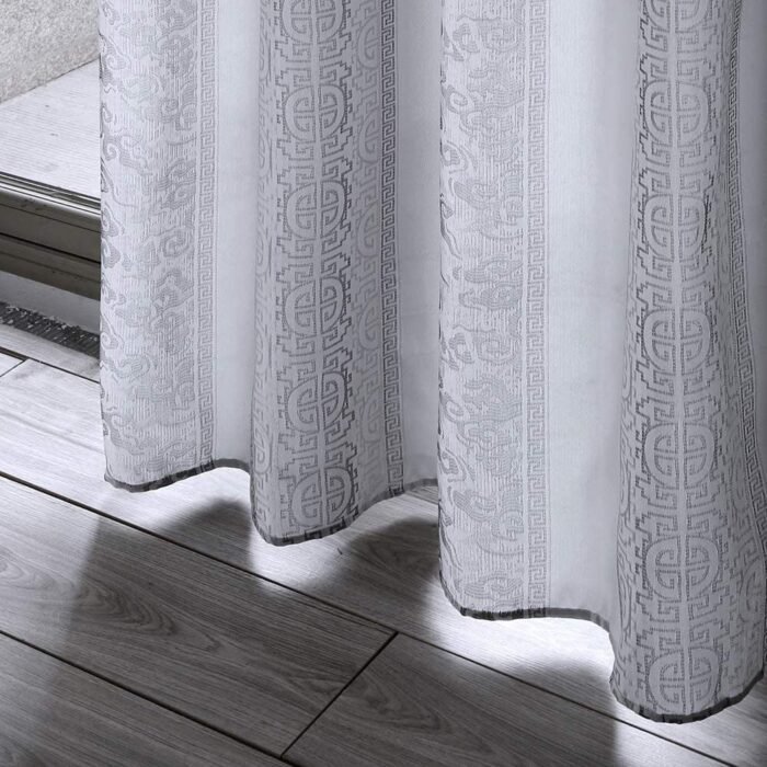Cortinas de tela con relieve color, gris plata para sala , Dormitorio ,Habitación y salón con 8 ollas. - Imagen 3