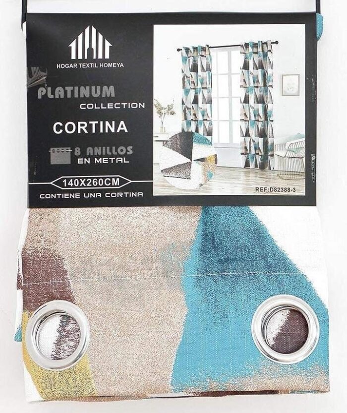 Cortinas juveniles en color morrón estampados paneles con 8 ojales acero para Sala, Comedor. - Imagen 8