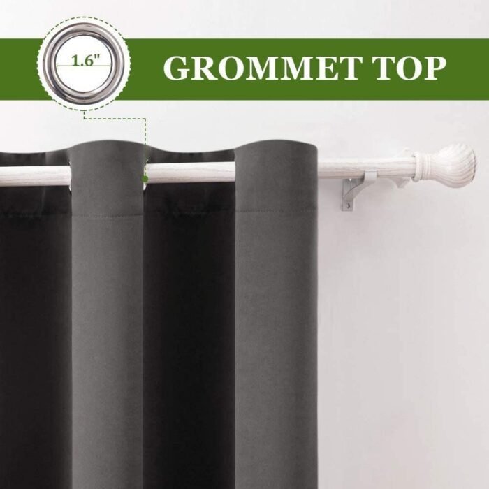 Cortinas opacas lisa Gris súper suave para dormitorio, salón, ventanas 8 ollaos acero. - Imagen 3