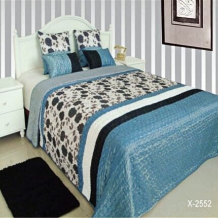 Colcha boutí  Cama de 150 cm modelo (X-2552), 240 x 260 cm,+2 fundas cojín 50x50 cm,+2 fundas cojín 30x50cm, con brillo.