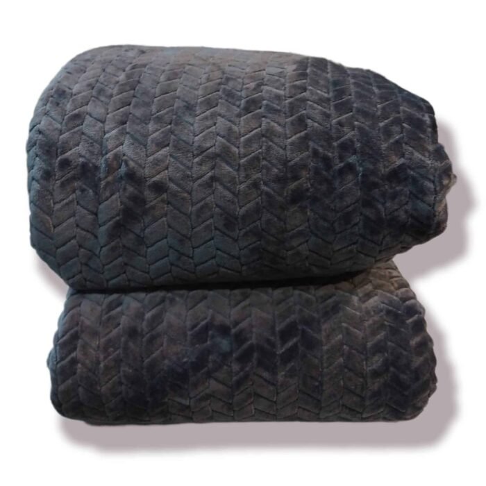 Edredón Sherpa Nórdico Gris Oscuro Jacquard Waves: Sedalina Tacto Peluche, Sherpa Interior, 600grs Gramaje, 260cm Largo + Fundas Almohadas Regalo 50x70cm. - Imagen 4