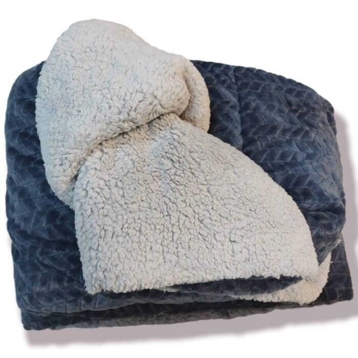 Edredón Sherpa Nórdico Gris Oscuro Jacquard Waves: Sedalina Tacto Peluche, Sherpa Interior, 600grs Gramaje, 260cm Largo + Fundas Almohadas Regalo 50x70cm. - Imagen 9