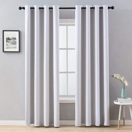 Cortinas opacas blanco Súper Suave para Dormitorio Salón Habitación 8Ojales acero.