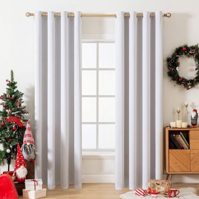 Cortinas opacas blanco Súper Suave para Dormitorio Salón Habitación 8Ojales acero. - Imagen 5