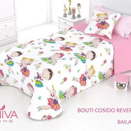 Oferta Colcha para cama bouti Cosida reversible Cubre con Fundas para Primavera/Verano/otoño, Bailarina R-90903 Rosa.