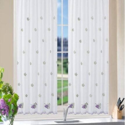 cocina visillos para ventana y puerta de 1 metro de ancho con dos alturas.