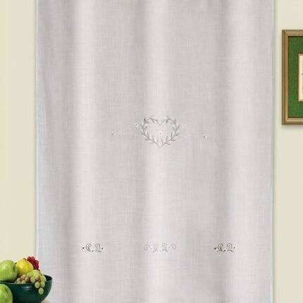Cortina corta rustica de cocina y baño ( R1037 )bordada, clásica de la toda la vida, Bordados Florales, máxima calidad  muy duradera.