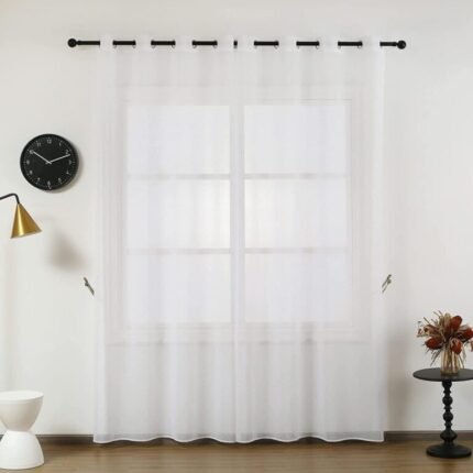 Visillos de dormitorio Lunares en plata Blanco, Traslucido para Salón Sala de Estar, Medidas (140x260cm) .