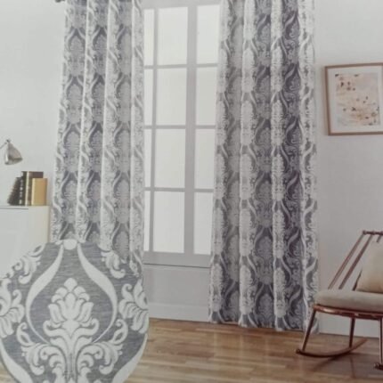 Cortina para ventana ,Salón, Dormitorio ,Habitación ,sala Modelo 82392 de tela brocada bicolor con 8 Ojales de Acero.