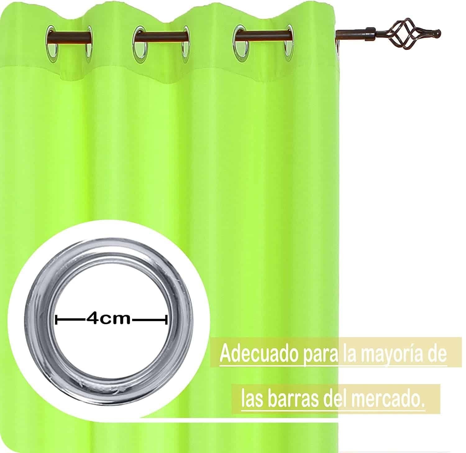 Cortina semi opaca verde claro de 140x260 cm para salón o dormitorio con 8 ojales - Imagen 2
