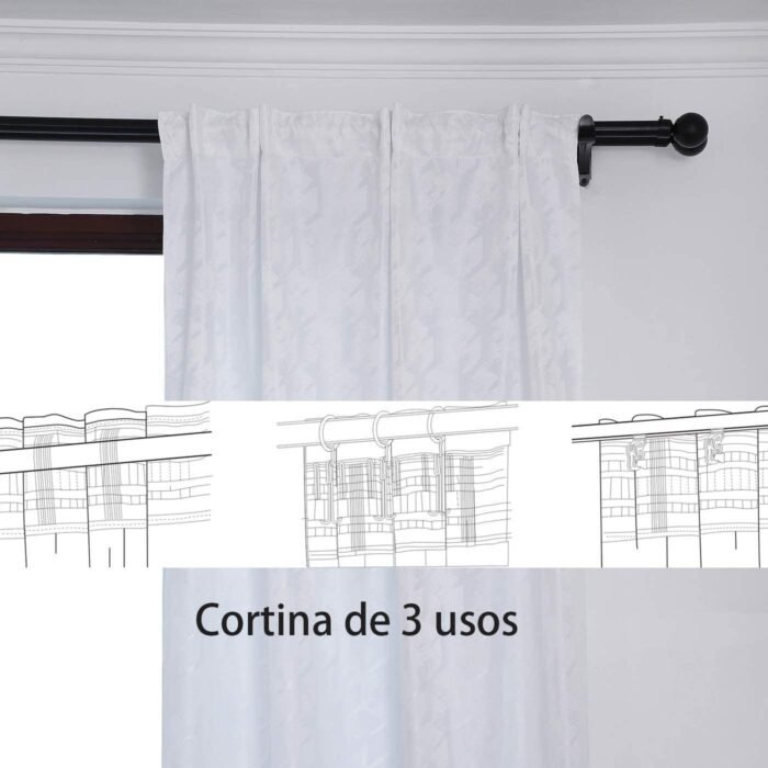 Cortinas con 3 Formas de(uso) con diseño Hexagonal , para Salón ,Habitación con Efecto de visillo 140X260cm. - Imagen 2