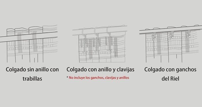 Cortinas con 3 Formas de(uso) con diseño Hexagonal , para Salón ,Habitación con Efecto de visillo 140X260cm. - Imagen 3