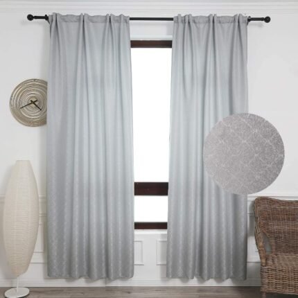 Cortinas con 3 Formas de(uso) con diseño Lluvia Gris , para Salón ,Habitación con Efecto de visillo 140X260cm.