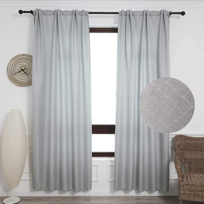 Cortinas con 3 Formas de(uso) con diseño Lluvia Gris , para Salón ,Habitación con Efecto de visillo 140X260cm.